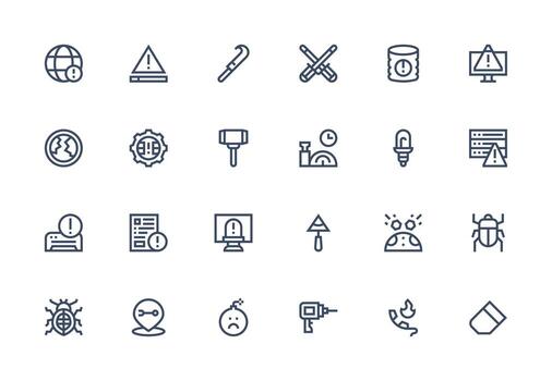 24 íconos para reparar en grueso línea línea formato ui icono conjunto vector
