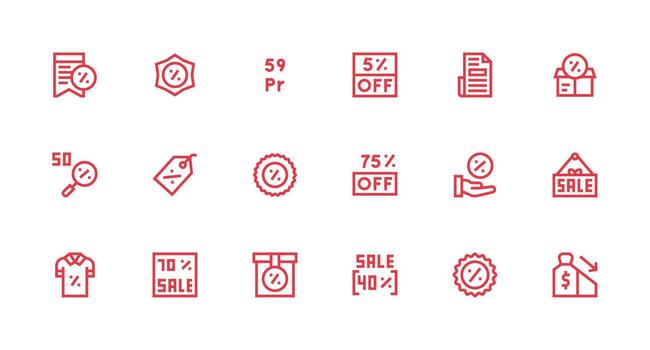 Strong Stroke Line Icons from Markdown Set with 18 Vectors Layout Icon Collection
