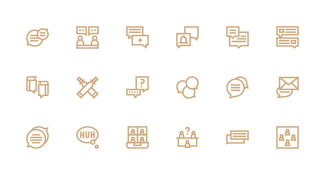 18 Strong Stroke Line Style Icons from Discussion Collection Icon Set for Projects vector
