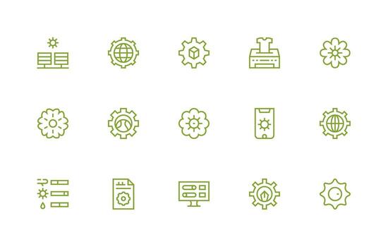 Regular Line Style Customization Icons with 15 Vectors Simple Icons for Interface and Wireframes