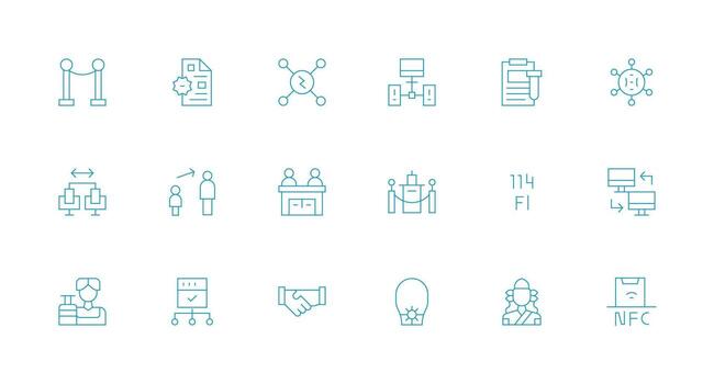 protocolo diseño íconos presentando 18 en mínimo línea estilo multi-estilo icono colección vector