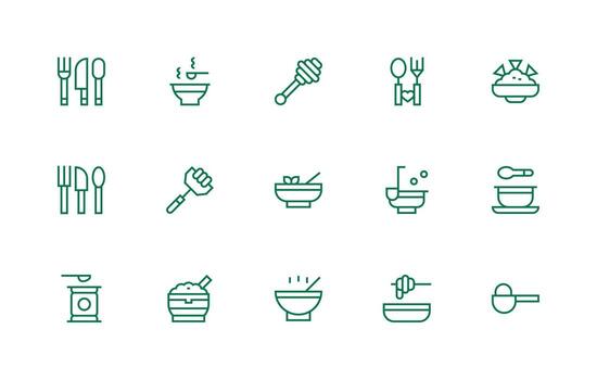Spoon Design Icons featuring 15 in Regular Line Style Reliable Icons for All Interfaces vector