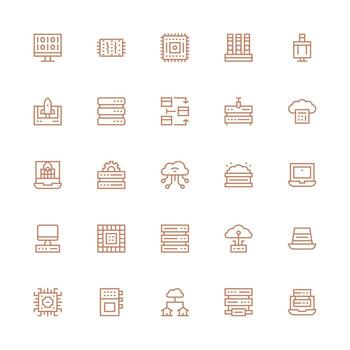 25 medio carrera contorno estilo íconos desde informática colección digital producto íconos para rápido entrega vector