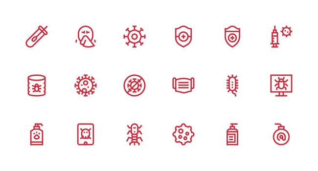 Virus Icon Set with 18 Strong Stroke Line Graphics Multi-Purpose Icon Set vector