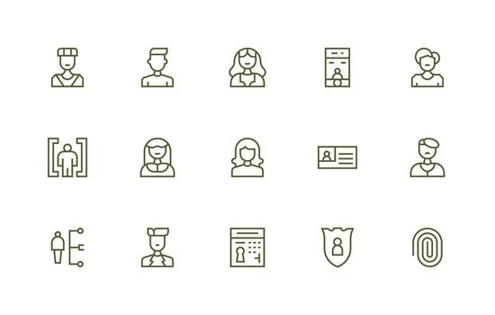 Login Icon Collection with 15 Regular Line Designs Sharp Icons for Presentations vector