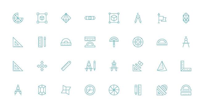 32 íconos para geometría en Delgado línea formato línea icono colección vector