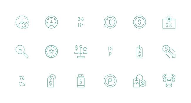 18 íconos para valor en mínimo línea formato monitor icono paquete vector