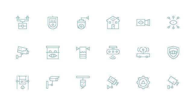 18 mínimo línea estilo íconos desde supervisión sistema colección ui icono conjunto vector