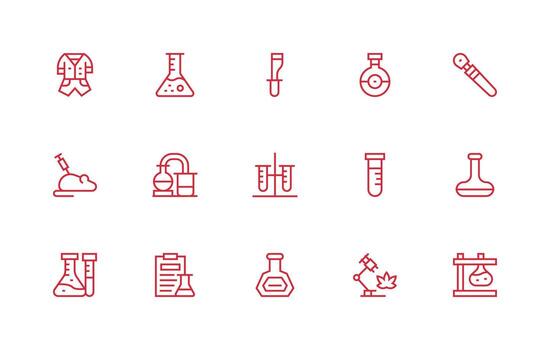 regular línea estilo experimentación íconos con 15 vectores basado en temas icono paquete