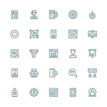 tablero conjunto con 25 medio carrera contorno íconos esencial íconos para rápido ui edificio vector