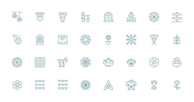32 Thin Line Icons for Ornamental Graphics Web and App Icon Pack Collection vector