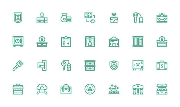 28 Bold Line Icons for Vault Graphics Simple Icons for Interface and Wireframes vector