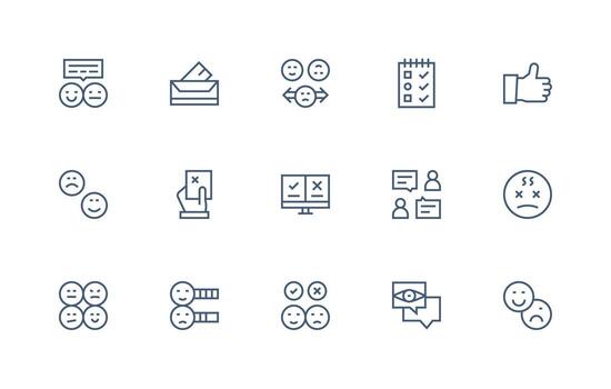15 Regular Line Icons for Poll Graphics Web and App Icon Pack Collection vector