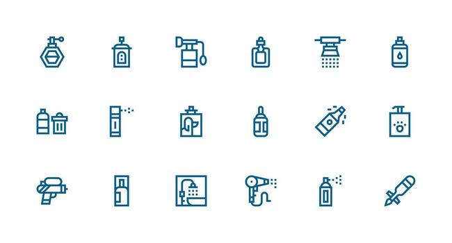 rociar conjunto con 18 fuerte carrera línea íconos sencillo íconos para interfaz y wireframes vector