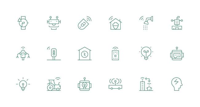 18 mínimo línea estilo íconos desde inteligente colección digital icono colección vector