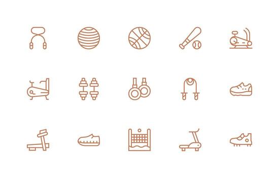 Physical Activity featuring 15 Icons in Regular Line Design Display Icon Pack vector