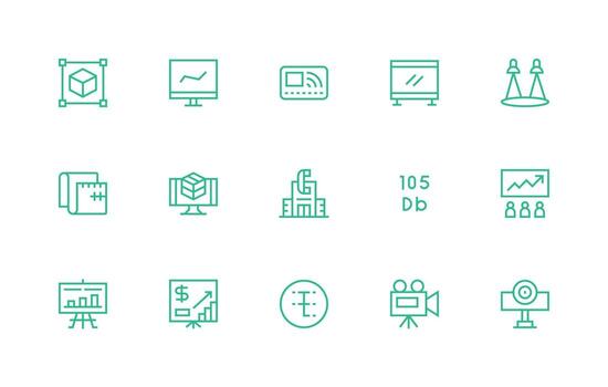 15 Regular Line Style Icons from Projection Collection Line Icon Collection vector
