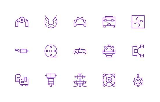 15 componente íconos en regular línea estético icono paquete para varios temas vector