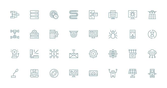 Thin Line Style System Icons with 32 Vectors Design Ready Icon Set for Teams