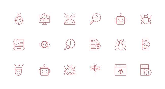 mínimo línea estilo error íconos con 18 vectores moderno icono conjunto