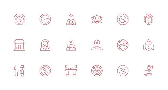 Minimal Line Icons from Eastern Set with 18 Vectors Quick Access Icons for UI Development