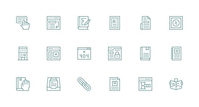18 Minimal Line Designs for Page Icons UI and UX Focused Icon Collection vector