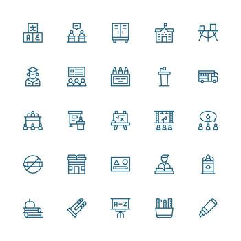 Classroom including 25 Medium Stroke Outline Illustrations User Interface Icons for Digital Products vector