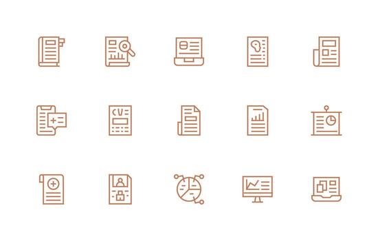 15 Summary Icons in Regular Line Aesthetic Organized Icon Pack for Quick Access vector