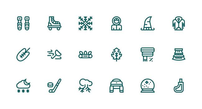 Strong Stroke Line Icons from Winter Set with 18 Vectors UI Icon Set