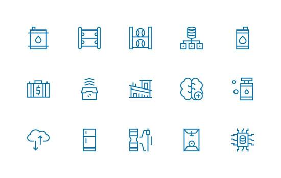 15 Icons for Storage in Regular Line Format All Device Compatible Icon Set vector