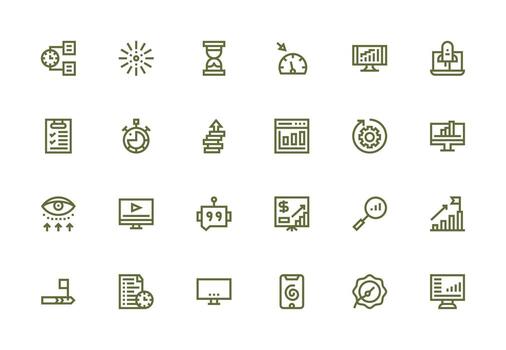 Progress Bar Design Icons featuring 24 in Thick Line Line Style Theme-Based Icon Pack vector