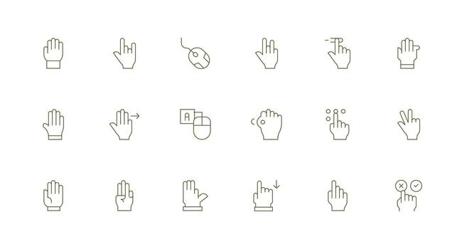 18 mínimo línea estilo íconos desde hacer clic colección interfaz icono colección vector