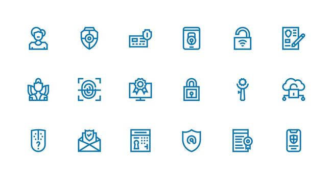 Strong Stroke Line Icons from Authentication Set with 18 Vectors Basic Icon Series