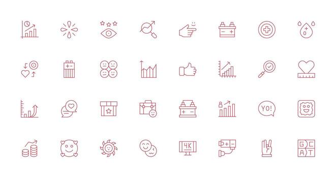 Positive Icon Set with 32 Thin Line Graphics Editable Icon Collection vector