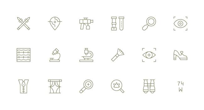 18 Minimal Line Style Icons from Detail Collection Simple Icons for Interface and Wireframes vector
