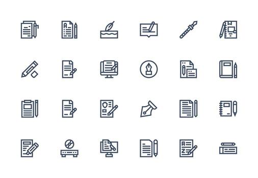 Thick Line Line Icons from Writing Set with 24 Vectors UI and UX Focused Icon Collection