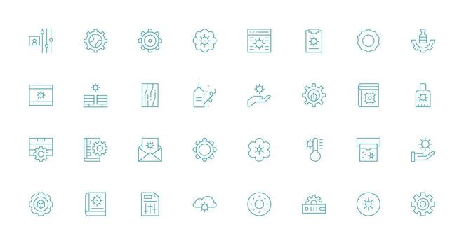 parámetros icono conjunto con 32 Delgado línea gráficos claro y conciso icono conjunto colección vector