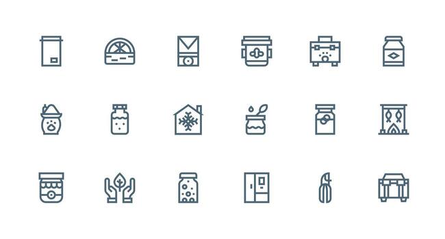 18 Strong Stroke Line Icons for Preserve Graphics Multi-Purpose Icon Set vector