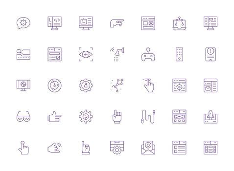 Interface Design Icons featuring 35 in Light Line Style Professional Icon Pack for Development Work vector