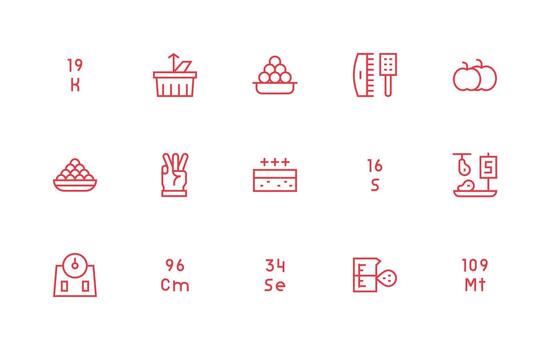 Quantity featuring 15 Icons in Regular Line Design Organized Icon Pack for Quick Access vector