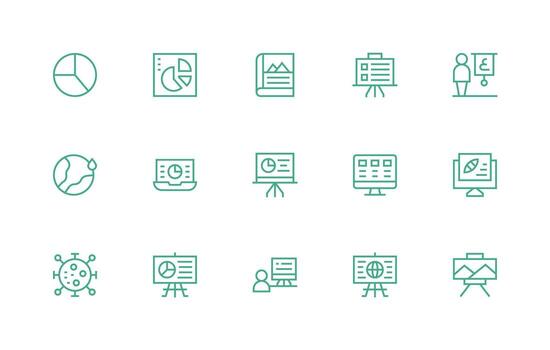 infografía icono conjunto con 15 regular línea gráficos estilo icono conjunto vector