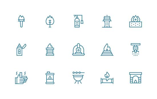 Fire featuring 15 Icons in Regular Line Design Versatile Icon Collection for Designers vector
