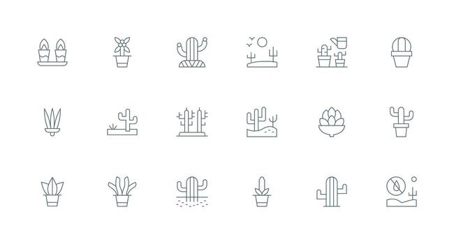 Minimal Line Icons from Cactus Set with 18 Vectors Responsive Icon Set for Flexible Layouts