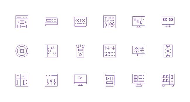 18 mínimo línea diseños para control S íconos sencillo íconos para interfaz y wireframes vector