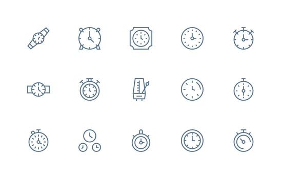Regular Line Icons from Timekeeping Set with 15 Vectors Lightweight Icon Series