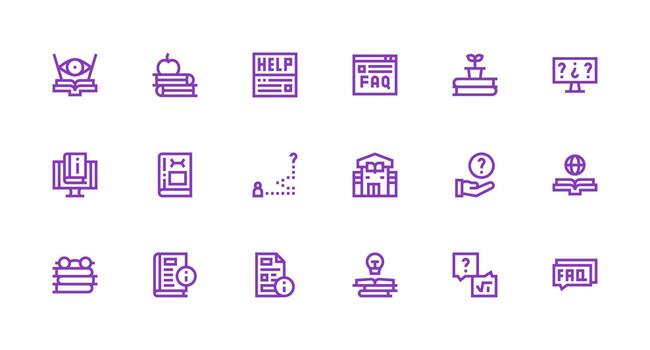 conocimiento base diseño íconos presentando 18 en fuerte carrera línea estilo ui icono conjunto vector