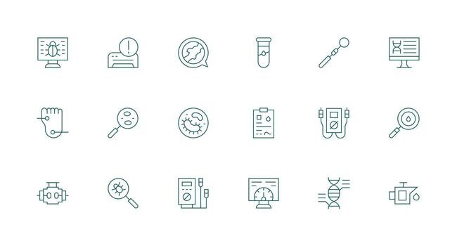 Diagnostics featuring 18 Icons in Minimal Line Design Optimized Icon Pack for Digital Products vector