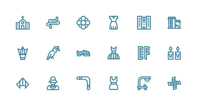 Strong Stroke Line Style Lineart Icons with 18 Vectors Icon Pack for UI