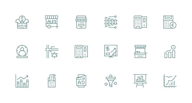 Sales Icon Set with 18 Minimal Line Graphics Simple Icon Pack vector