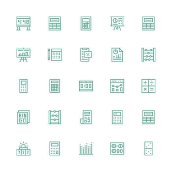 Numbers featuring 25 Icons in Medium Stroke Outline Design Optimized Icon Pack for Digital Products vector